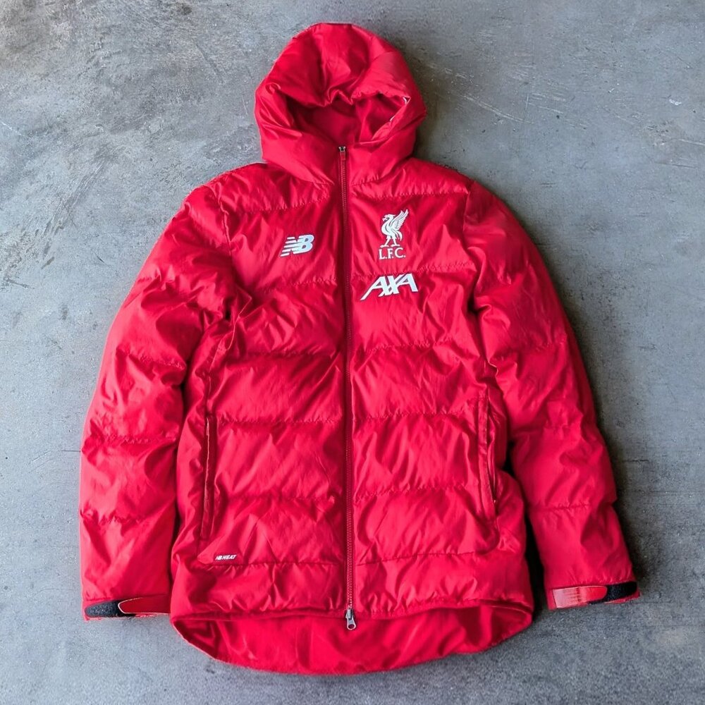 New Balance Red Liverpool LFC Hooded Puffer Jacket medium